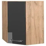 Vicco Eckh&auml;ngeschrank, Schwarz Hochglanz, Honigeiche, Holzwerkstoff, 3 F&auml;cher,
