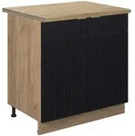 Vicco K&uuml;chenunterschrank, Schwarz, Eiche, Holzwerkstoff, 1 F&auml;cher, Rechteckig,