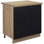 Vicco Sp&uuml;lenunterschrank, Schwarz, Honigeiche, Holzwerkstoff, 1 F&auml;cher,...