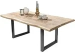 Mid.you Esstisch, Natur, Schwarz, Holz, Metall, Mangoholz, massiv, rechteckig, Kufe,