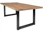 Mid.you Esstisch, Natur, Schwarz, Holz, Metall, Teakholz, massiv, rechteckig, Kufe,