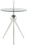 Kayoom Beistelltisch, Grau, Silber, Metall, Glas, rund, 46x52x46 cm, Wohnzimmer,