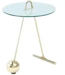 Kayoom Beistelltisch, Wei&szlig;, Gold, Metall, Glas, rund, 60 cm, einfacher Aufbau,