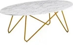Mid.you Couchtisch, Marmoroptik, oval, U-Form, 60x40x120 cm, Wohnzimmer,