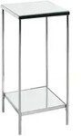 Beistelltisch, Chrom, Metall, Glas, quadratisch, Rundrohr, 28x66x28 cm, offenes...
