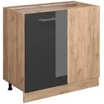 Vicco Eckunterschrank, Schwarz Hochglanz, Honigeiche, Holzwerkstoff, 1 F&auml;cher,