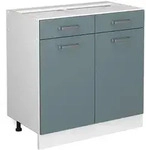 Vicco K&uuml;chenunterschrank, Blaugrau, Wei&szlig;, Holzwerkstoff, 1 F&auml;cher, 2...