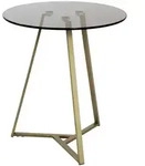 Beistelltisch, Grau, Gold, Metall, Glas, rund, eckig, Flachrohr, 45x50x45 cm,...