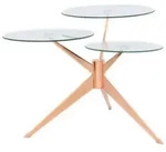 Kayoom Beistelltisch, Kupfer, Metall, Glas, Holzwerkstoff, rund, 60x46x75 cm,