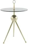 Kayoom Beistelltisch, Grau, Gold, Metall, Glas, rund, 46x52x46 cm, Wohnzimmer,