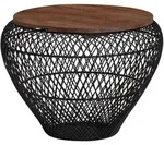Mid.you Couchtisch, Schwarz, Holz, Mangoholz, massiv, rund, Sockel, 60x45x60 cm,