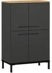 Xora Highboard Yonkers 549, Graphit, Eiche, Metall, 3 F&auml;cher, 60x97x34 cm, Made in