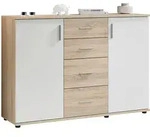 Carryhome Kommode Bobby, Wei&szlig;, Sonoma Eiche, Kunststoff, 2 F&auml;cher, 4 Schublade(n)
