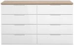 Carryhome Sideboard , Eiche Artisan, Weiss Hochglanz , Kunststoff , 8...