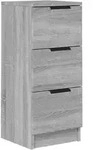 vidaXL Sideboard, Silbereichen, Holz, Strukturbuche, 3 Schubladen, Rechteckig,