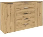 Rauch M&ouml;bel Kommode, Chrom, Eiche Artisan, Kunststoff, 5 Schublade(n) Schubladen,
