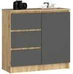Akord Kommode, Eiche Artisan, Grau, Holzwerkstoff, Nachbildung, Holz Optik, 2