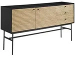 Livetastic Sideboard, Schwarz, Eiche, Metall, Eiche, furniert, 2 F&auml;cher, 3