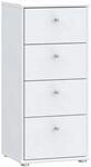Kommode, Wei&szlig;, Holzwerkstoff, 4 Schublade(n) Schubladen, 38.6x85.5x34.8 cm,