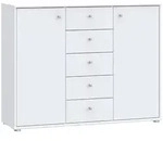 Kommode, Wei&szlig;, Holzwerkstoff, 4 F&auml;cher, 5 Schublade(n) Schubladen, 108.8x85.5x34.8
