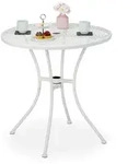 Relaxdays Gartentisch, Wei&szlig;, Metall, 70x72x70 cm, Gartenm&ouml;bel, Gartentische,