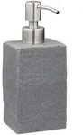 Relaxdays Seifenspender, Grau, Kunststoff, Metall, 7.5x17.5x8 cm, Badaccessoires,