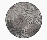 Novel Outdoorteppich Floral, Grau, Hellgrau, Textil, Bl&auml;tter, rund, Oeko-Tex&reg;