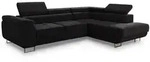 Sofnet Ecksofa, Schwarz, Textil, 5-Sitzer, Ottomane rechts, L-Form,Rechteckig,