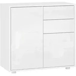 [en.casa] Sideboard, Wei&szlig; Hochglanz, Holzwerkstoff, 2 Schubladen, Rechteckig,