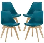 [en.casa] Esszimmerstuhl-Set, T&uuml;rkis, Leder, 49x81x57 cm, Esszimmer, St&uuml;hle,