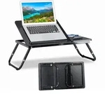 Relaxdays Laptoptisch, Schwarz, Holzwerkstoff, Metall, Kunststoff, 75x40x35 cm,