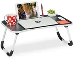 Relaxdays Laptoptisch, Schwarz, Kunststoff, Metall, 63x26x40 cm, Arbeitszimmer,