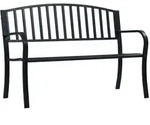vidaXL Gartenbank, Schwarz, Metall, 2-Sitzer, Rechteckig, 120x81x51 cm, Gartenm&ouml;bel,