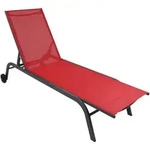 Gardenson Gartenliege, Rot, Metall, Kunststoff, Textil, 32x58x192 cm, R&auml;der am