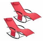SoBuy Sonnenliege, Rot, Metall, 63x87x150 cm, Gartenm&ouml;bel, Gartenliegen