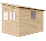 Timbela Holz-Gartenhaus, Beige, Holz, 216x249x297 cm, Aufbewahrung &...