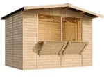 Timbela Marktbude, Beige, Holz, 336x232x263 cm, Aufbewahrung & Schutzh&uuml;llen,