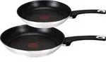 Tefal Pfannenset, Silber, Metall, Rund, antihaftbeschichtet, Kochen, Pfannen