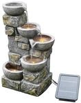 Teamson Home Solar-Brunnen, Grau, Kunststoff, Stein Optik, 30.5x68.6x43.2 cm,