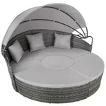 tectake Rattan, Grau, Kunststoff, Organisch, 171x136x175 cm, Loungem&ouml;bel,