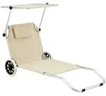 [en.casa] Sonnenliege, Beige, Metall, 150x60x52.5 cm, Gartenm&ouml;bel, Gartenliegen