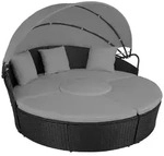 tectake Rattan, Schwarz, Kunststoff, Organisch, 171x136x175 cm, Loungem&ouml;bel,