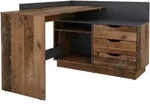 Mid.you Eckschreibtisch Baltasar, Anthrazit, Alteiche, Holzwerkstoff, 3 Schublade(n)
