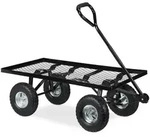 Relaxdays Handwagen, Schwarz, Metall, Kunststoff, 51x34.5x96 cm, Gartenzubeh&ouml;r,