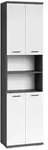 Mid.you Hochschrank Nebraska, Wei&szlig; Hochglanz, Anthrazit, Kunststoff, 6 F&auml;cher,