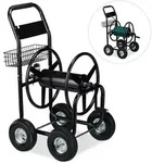 Relaxdays Schlauchwagen, Schwarz, Metall, Kunststoff, 64x114x90 cm, Gartenzubeh&ouml;r,