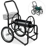 Relaxdays Schlauchwagen, Schwarz, Metall, Kunststoff, 91x98x62 cm, Gartenzubeh&ouml;r,