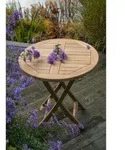 Gardenson Gartentisch, Teak, Holz, Teakholz, rund, 70x75x70 cm, klappbar,