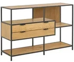 Regal, Schwarz, Wildeiche, Metall, Holzwerkstoff, 2 Schublade(n) Schubladen,