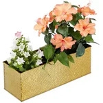 Relaxdays Blumenkasten, Gold, Metall, 40x13.5x12.5 cm, Gartenzubeh&ouml;r, Blument&ouml;pfe